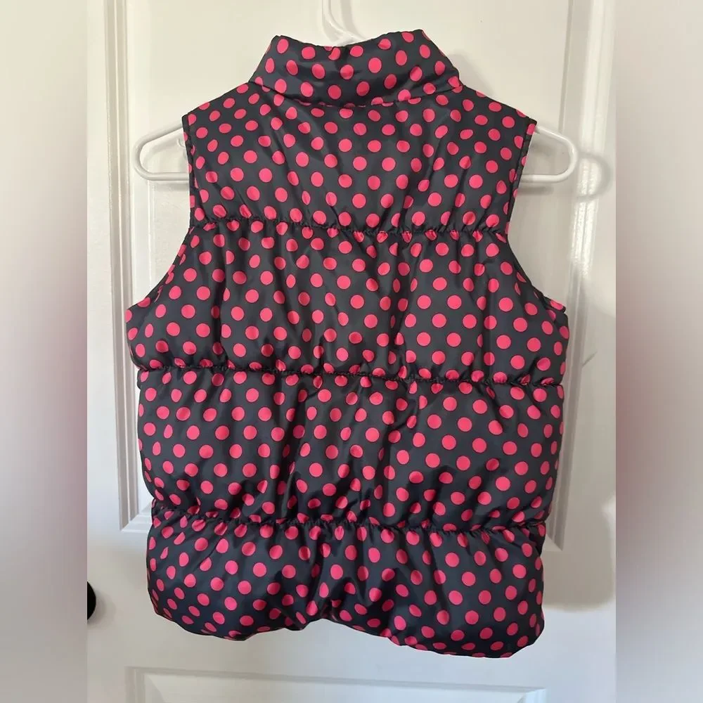 NWOT Old Navy Frost Free Girl Grey & Polka Dot Style Puffer Vest Size L (10/12)